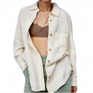 ZARA Cream Oversized Textured Overshirt/Jacket {XSmall}